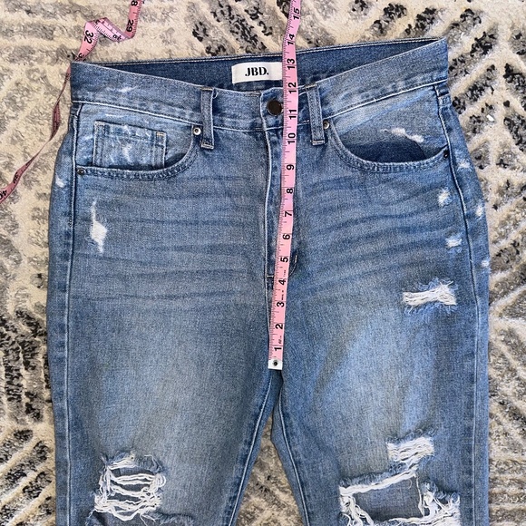JBD 100% Cotton Mom Jeans Ripped Straight Leg High Waist Size 28 Women - Picture 7 of 12